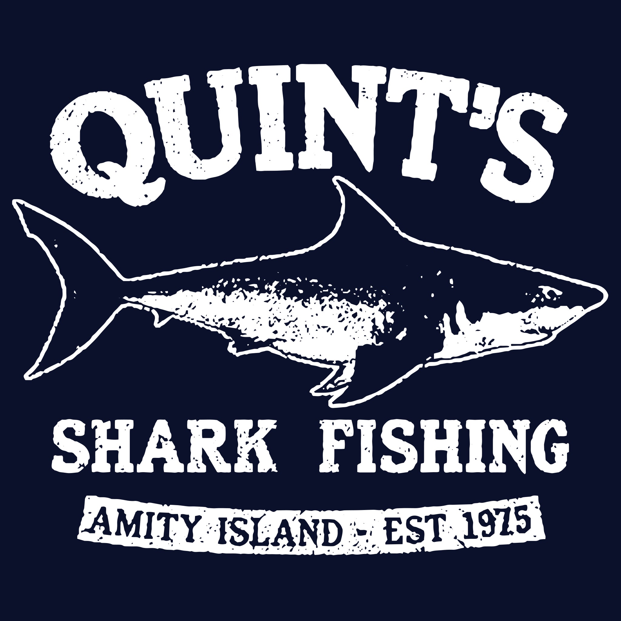 Quints Shark Fishing Fishery 70s 80s Movie Great White Beach Amity Island  Scary Horror Movie Vintage Clothing Apparel Womens T-shirt 